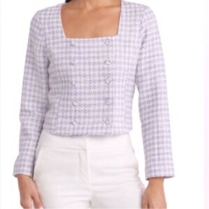 Favorite Daughter Dasha Tweed Jacket Top Blazer Lavender White 8 Houndstooth